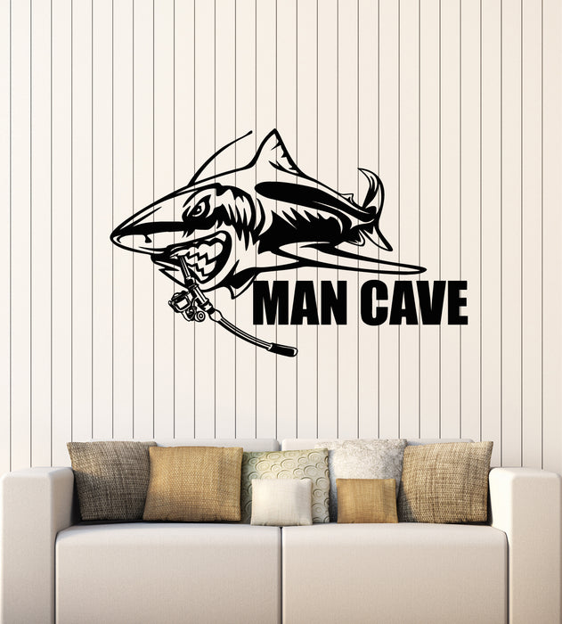 Vinyl Wall Decal Man Cave Decor Shark Fishing Hunting Stickers Mural ( —  Wallstickers4you