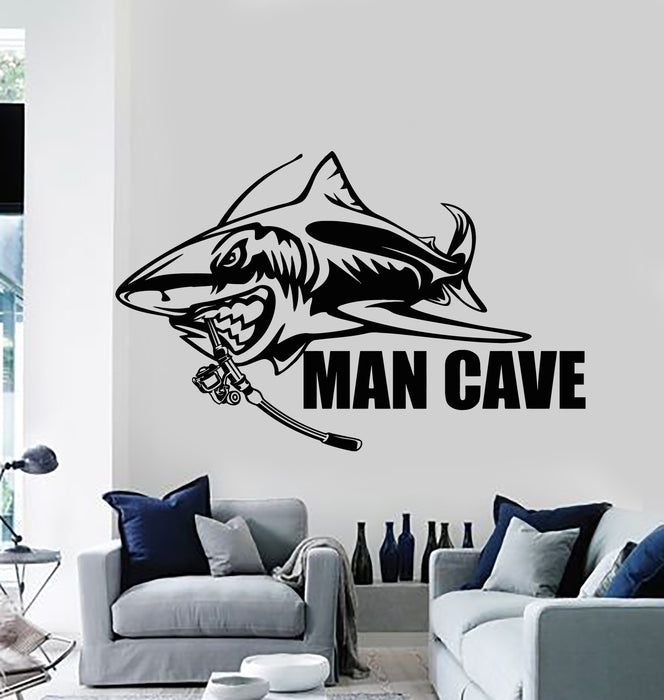 Vinyl Wall Decal Man Cave Decor Shark Fishing Hunting Stickers Mural ( —  Wallstickers4you