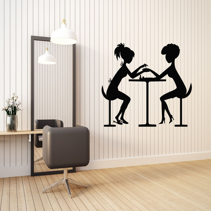 Vinyl Wall Decal Silhouettes Girls Manicure Nail Beauty Salon Stickers Mural (g8088)