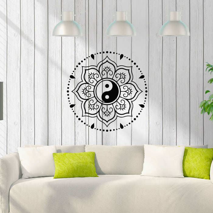 Vinyl Wall Decal Circle Mandala Mehndi Ethnic Oriental Style Yin Yang Stickers Mural (g8440)