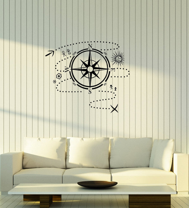 Vinyl Wall Decal Compass Map Adventure Child Kids Room Decor Art Stickers Mural (ig5680)