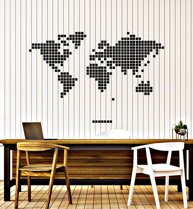 Vinyl Wall Decal World Map Ornament Square Geometric Decor Stickers Mural (g1356)