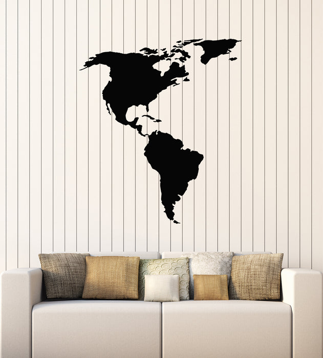 Vinyl Wall Decal Map North and South America Living Room Interior g1834