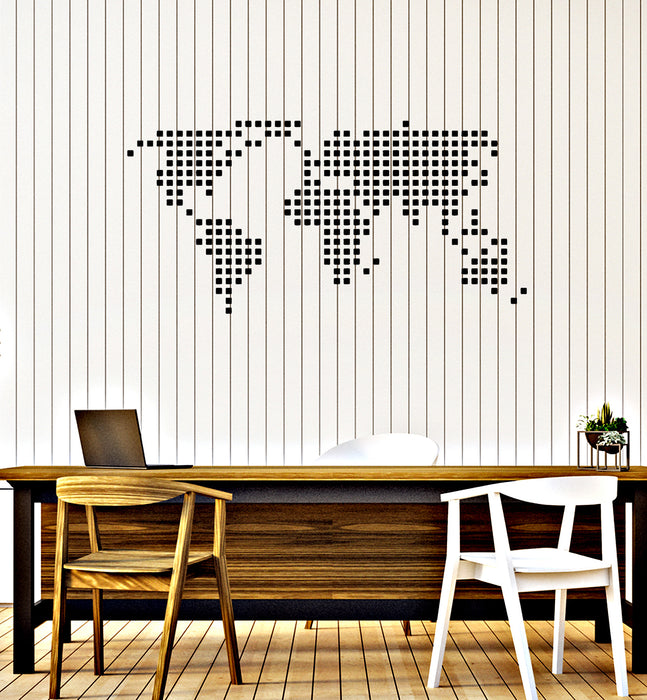 Vinyl Wall Decal Dotted World Map Ornament Decorative Stickers Mural (g3463)