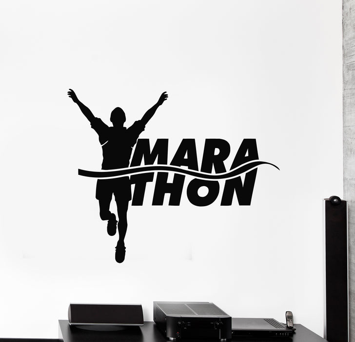 Vinyl Wall Decal Marathon Runner Run Athlete Sport Stickers Mural (g432)