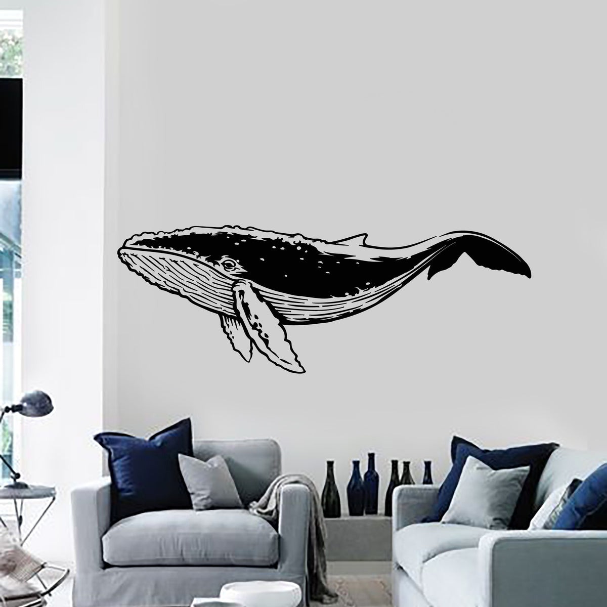 Vinyl Wall Decal Big Whale Sea Ocean Animal Marine Art Stickers Mural —  Wallstickers4you, image size:1200x1200