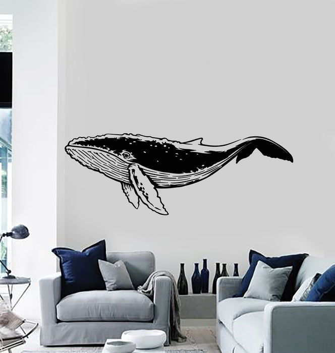 Vinyl Wall Decal Big Whale Sea Ocean Animal Marine Art Stickers Mural (g1517)
