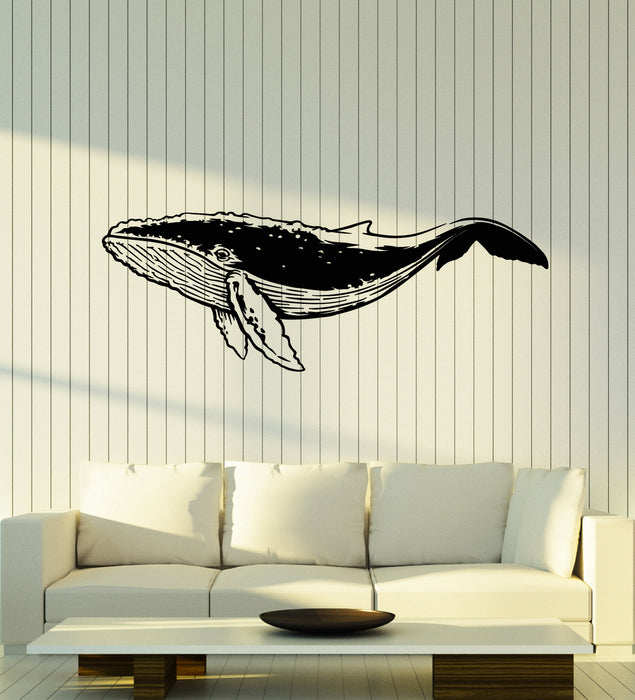 Vinyl Wall Decal Big Whale Sea Ocean Animal Marine Art Stickers Mural (g1517)