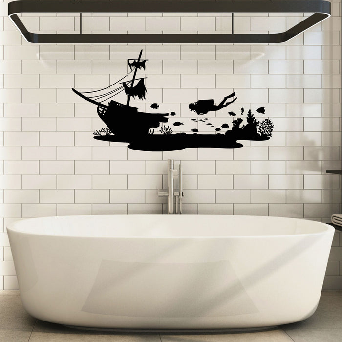 Vinyl Wall Decal Undersea With Fish Corals Reef Underwater World Submariner Stickers Mural (g8083)