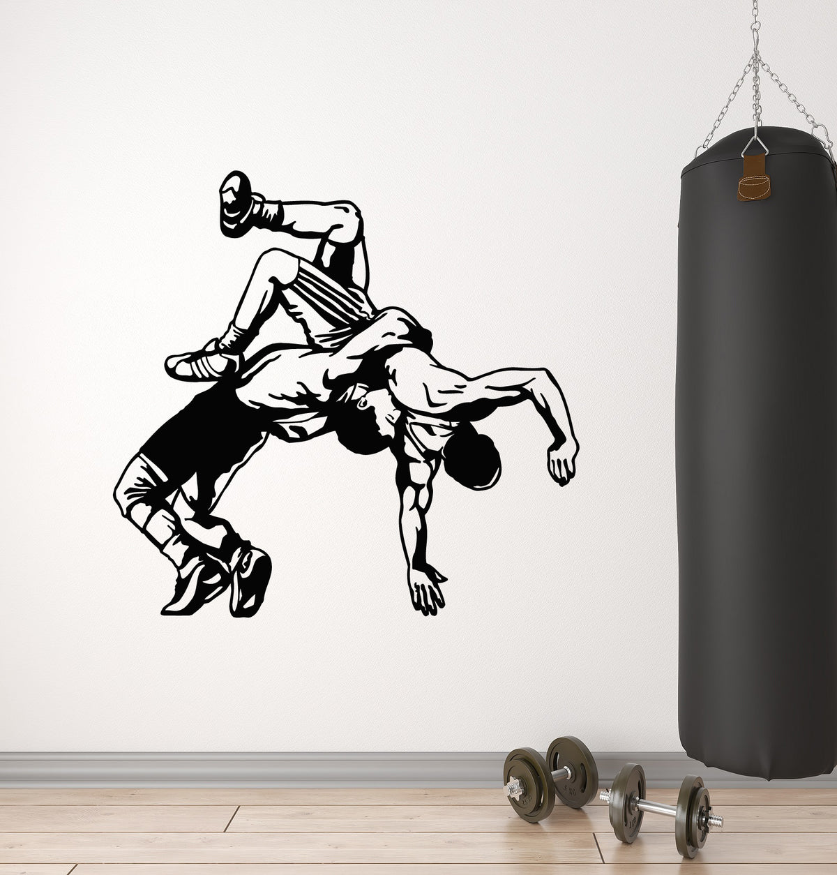 Vinyl Wall Decal Wrestlers Fight Wrestling Martial Art Fighting Sport ...