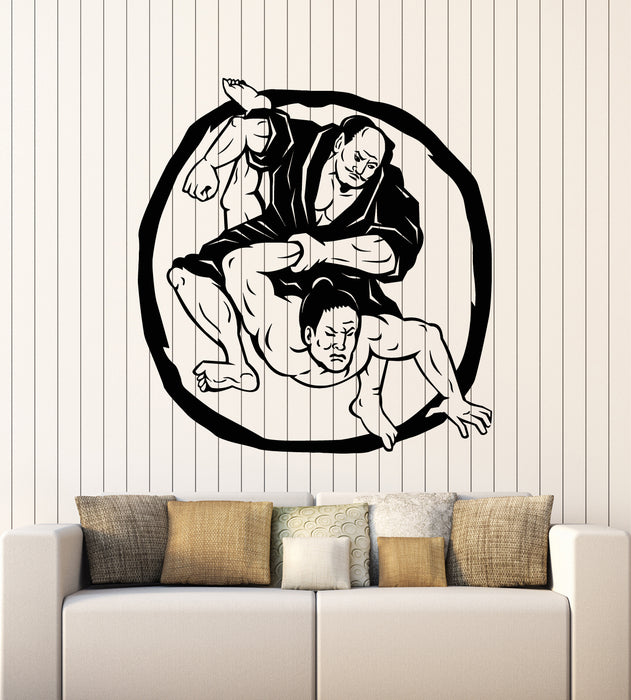 Vinyl Wall Decal Two Samurai Judo Jiu Jitsu Circle Japanese Japan Sport Stickers Mural (g1135)