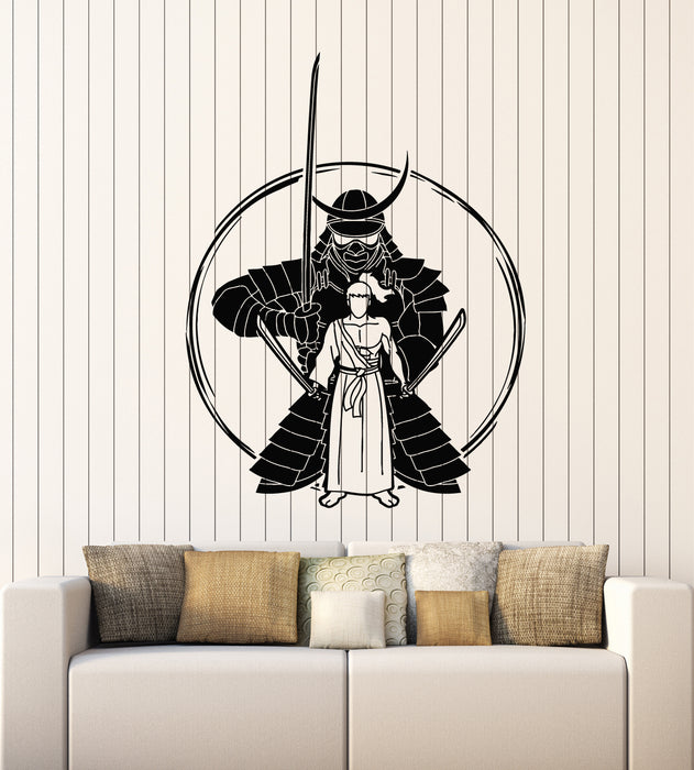 Vinyl Wall Decal Japan Samurai With Swords Warrior Fighter Stickers Mural (g4266)