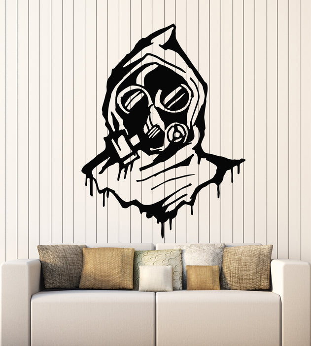 Vinyl Wall Decal Gas Mask Military Respirator Hood Teen Room Stickers Mural (g1164)