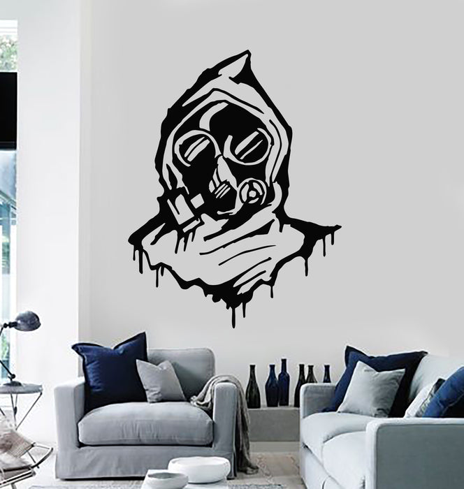Vinyl Wall Decal Gas Mask Military Respirator Hood Teen Room Stickers Mural (g1164)