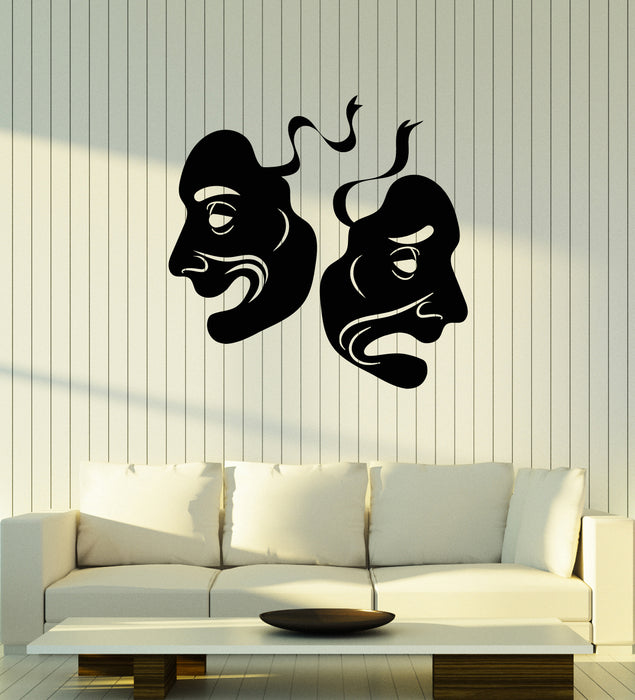 Vinyl Wall Decal Theatrical Art Masks Laugh Cry Drama Cinema Films Stickers Mural (g6042)