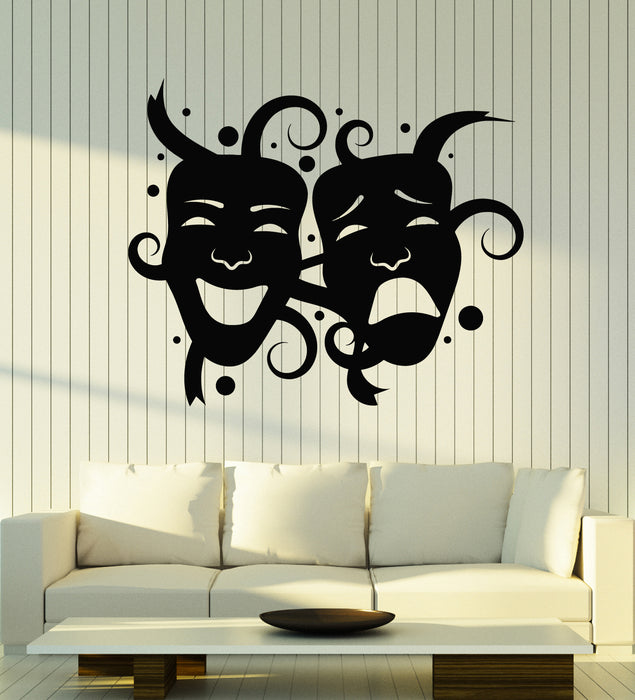 Vinyl Wall Decal Face Masks Comedy And Tragedy Theatrical Interior Stickers Mural (g5092)