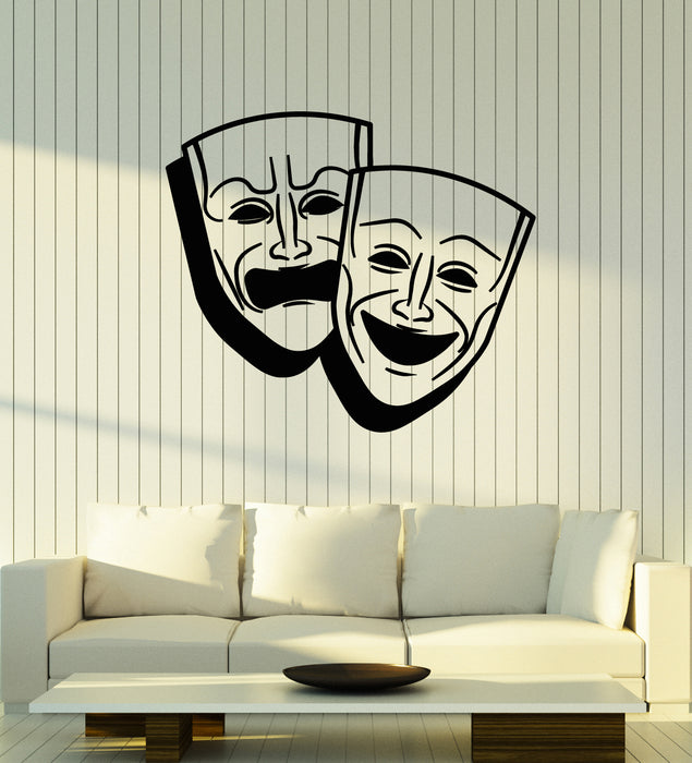 Vinyl Wall Decal Comedy and Tragedy Theater Face Mask Stickers Mural (g5545)
