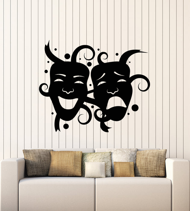 Vinyl Wall Decal Theatrical Art Laughing Crying Mask Drama Stickers Mural (g6010)