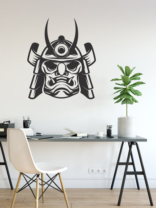 Mask Vinyl Wall Decal Japanese Warrior Fighter Stickers Mural (k078)