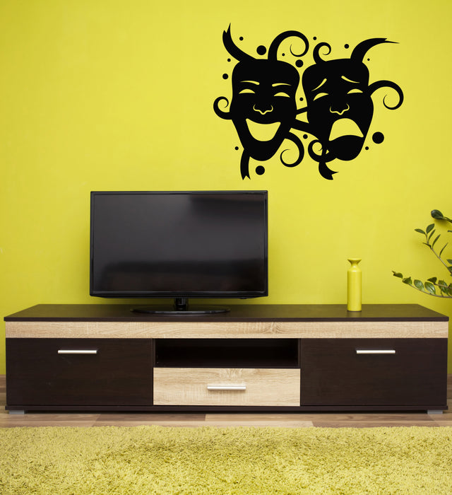 Vinyl Wall Decal Face Masks Comedy And Tragedy Theatrical Interior Stickers Mural (g5092)