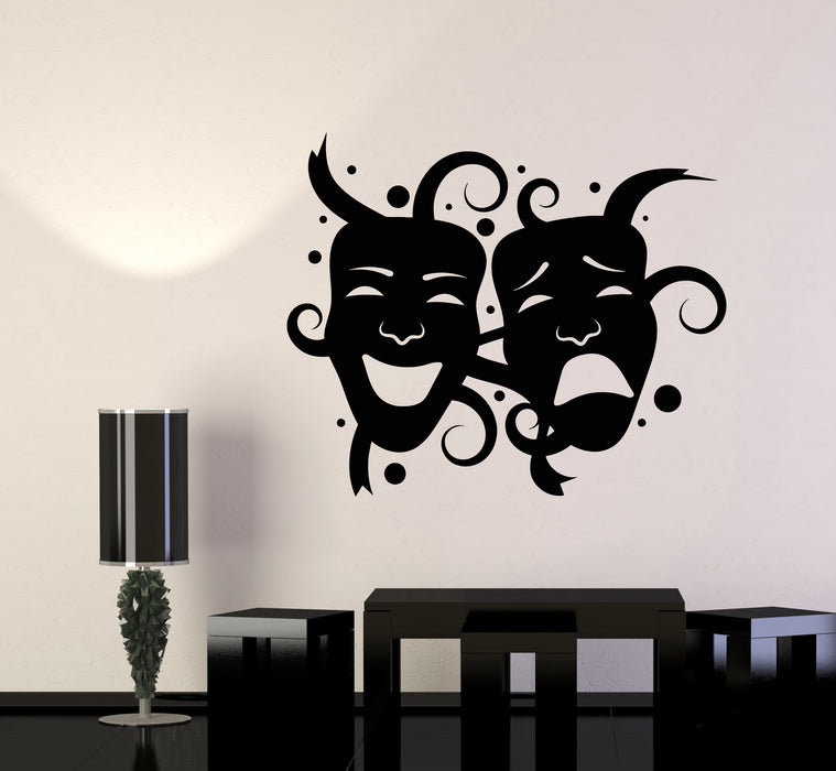 Vinyl Wall Decal Theatrical Art Laughing Crying Mask Drama Stickers Mural (g6010)