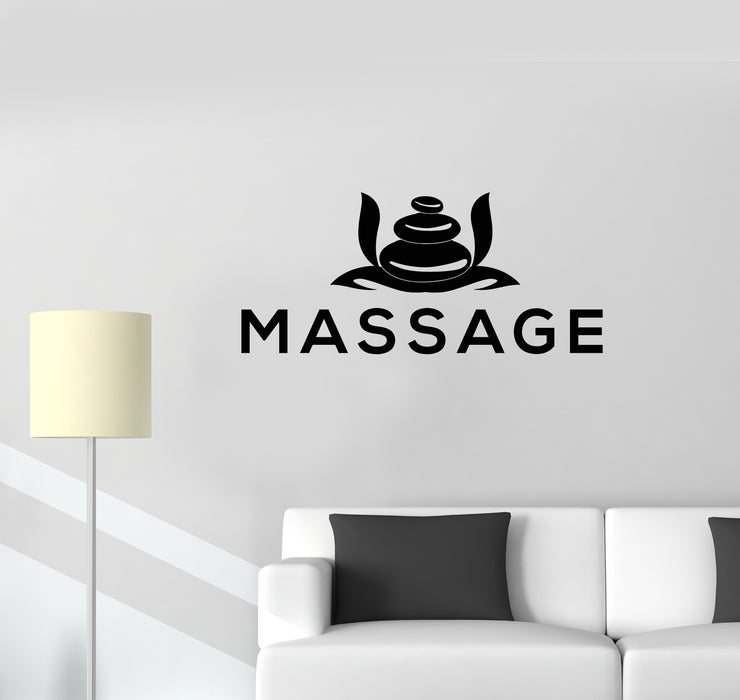 Vinyl Wall Decal Basalt Stones Therapy Care Spa Center Massage Stickers Mural (g3864)
