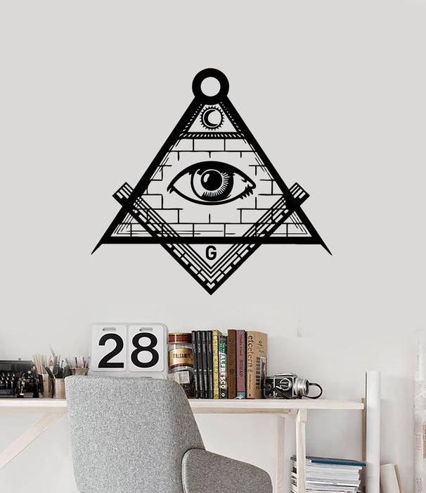 Vinyl Wall Decal Freemasons Masonic Symbol Eye Of Providence Stickers Mural (g4975)