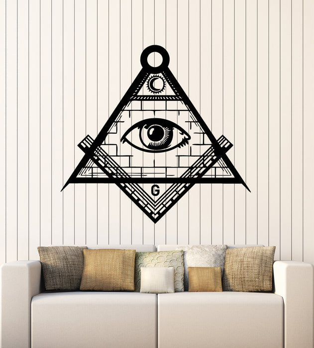 Vinyl Wall Decal Freemasons Masonic Symbol Eye Of Providence Stickers Mural (g4975)