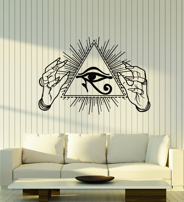 Vinyl Wall Decal All Seeing Eye Of Providence Pyramid Hands Stickers Mural (g5046)