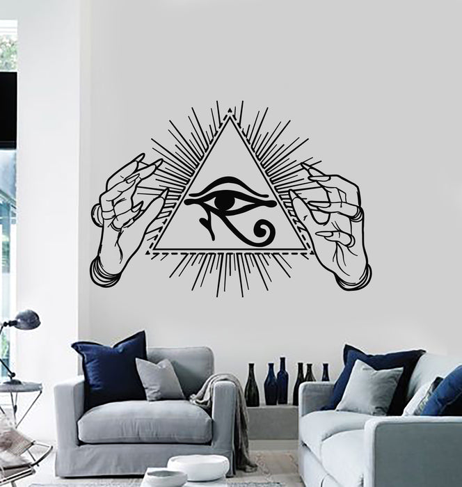 Vinyl Wall Decal All Seeing Eye Of Providence Pyramid Hands Stickers Mural (g5046)