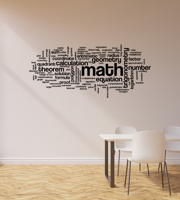 Vinyl Wall Decal Math Words Cloud School Classroom Mathematics Stickers Mural (ig6175)