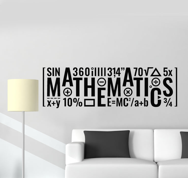 Vinyl Wall Decal School Inscription Mathematics Math Classroom Stickers Mural (g1744)
