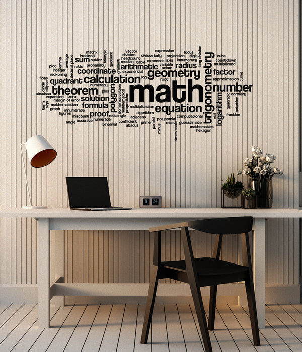 Vinyl Wall Decal Math Words Cloud School Classroom Mathematics Stickers Mural (ig6175)
