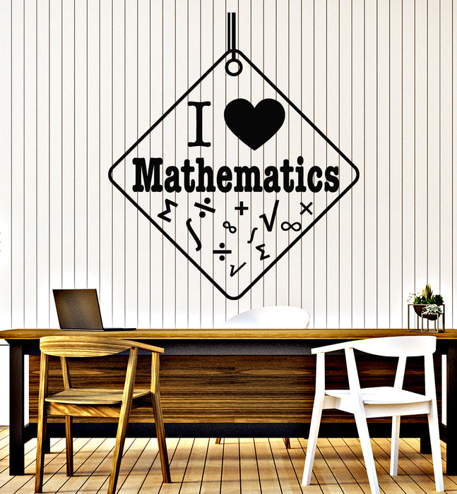 Vinyl Wall Decal Math Symbol I Love Mathematics School Classroom Stickers Mural (g1460)