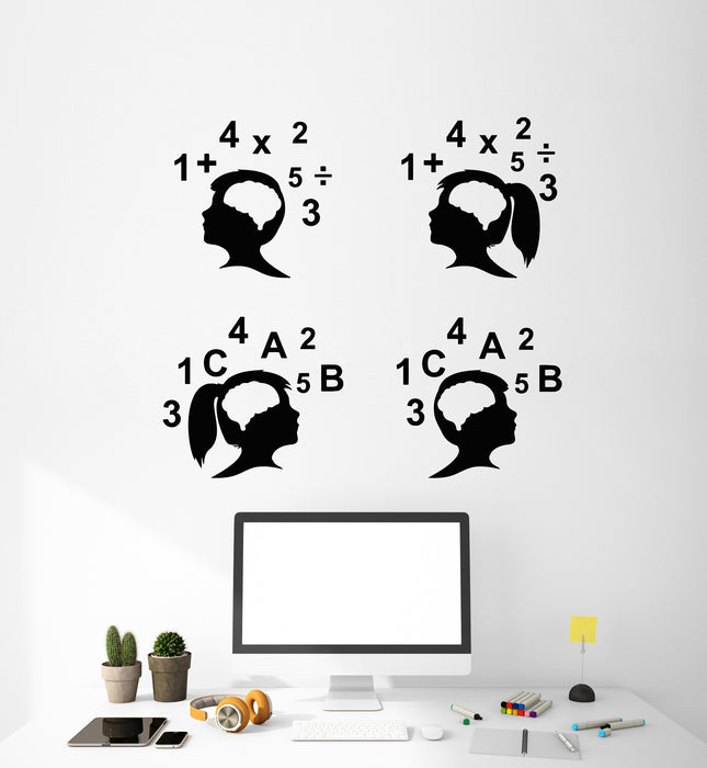 Vinyl Wall Decal Mathematics School Classroom Kids Brain Math Symbol Stickers Mural (g2890)