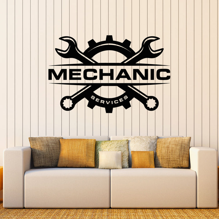 Car Machanic Sticker Vinyl Wall Decal Mechanic Auto Service Repair Logo Emblem Wrench Stick ...
