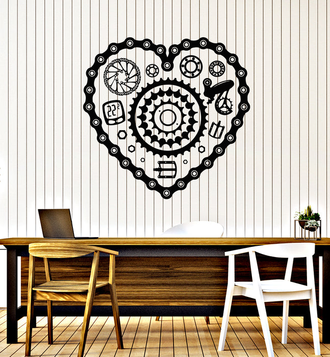 Vinyl Wall Decal Heart Symbol Gears Mechanism Engineer Stickers Mural (g5303)
