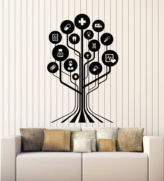 Vinyl Wall Decal Medicine Tree Medical Cabinet Lab Center Health Care Stickers Mural (g6916)