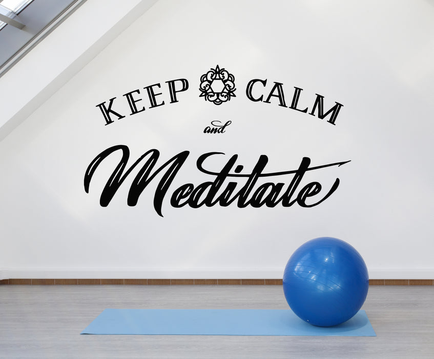 Vinyl Wall Decal Keep Calm Yoga Studio Meditate Quotes Meditation Stickers Mural (g2957)