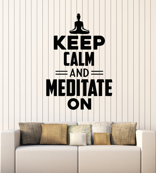 Vinyl Wall Decal Ceep Kalm And Meditate On Inspiring Yoga Phrase Stickers Mural (g6774)