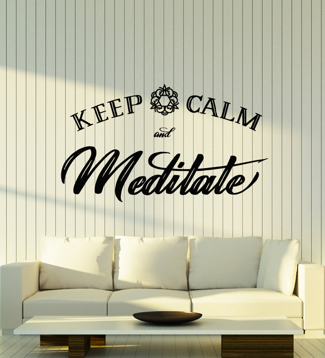 Vinyl Wall Decal Keep Calm Yoga Studio Meditate Quotes Meditation Stickers Mural (g2957)