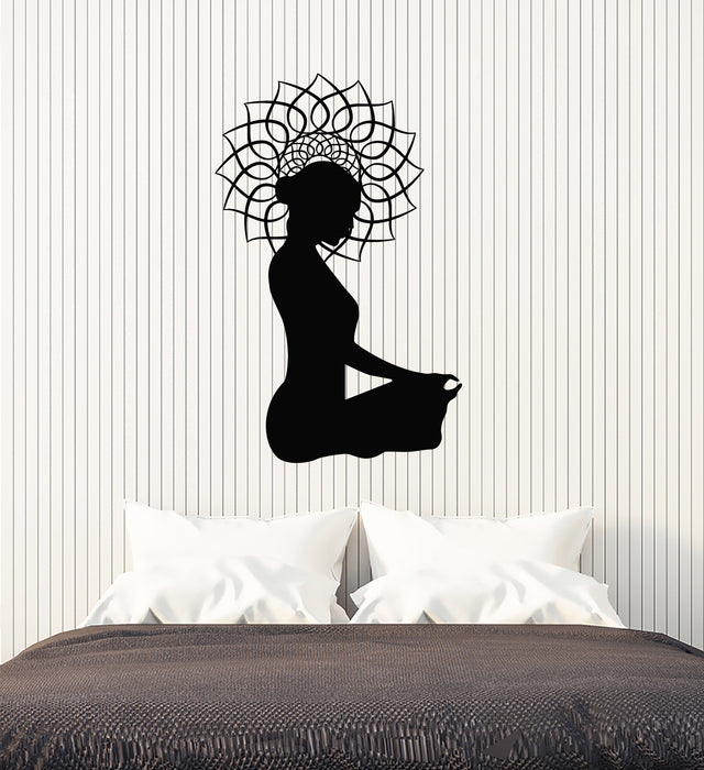 Vinyl Wall Decal Mandala Abstract Girl Meditates Yoga Studio Stickers Mural (g6788)