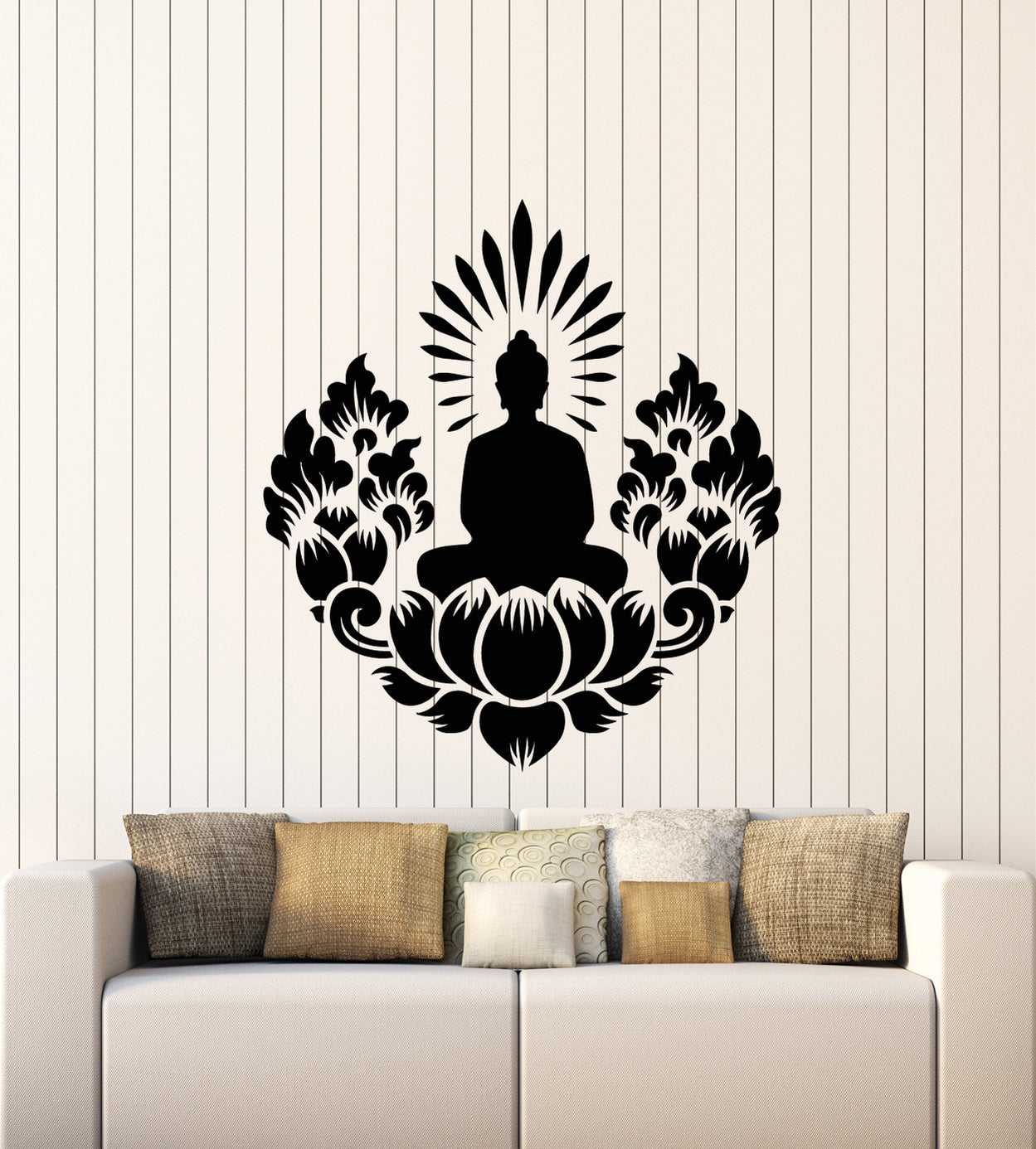 Vinyl Wall Decal Lotus Flowers Yoga Room Meditation Pose Stickers Mura ...