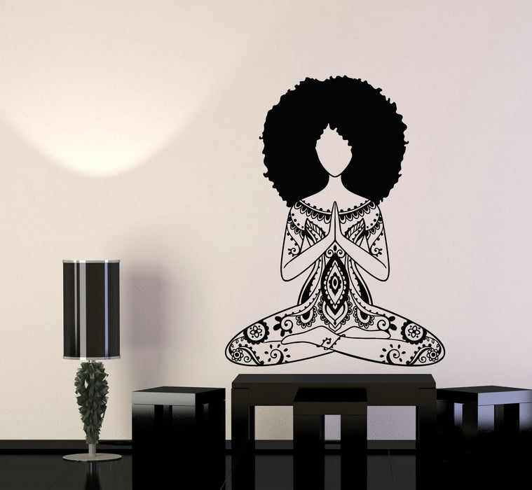 Vinyl Wall Decal Yoga Center Meditation Room Girl Lotus Pose Stickers Mural (g7565)