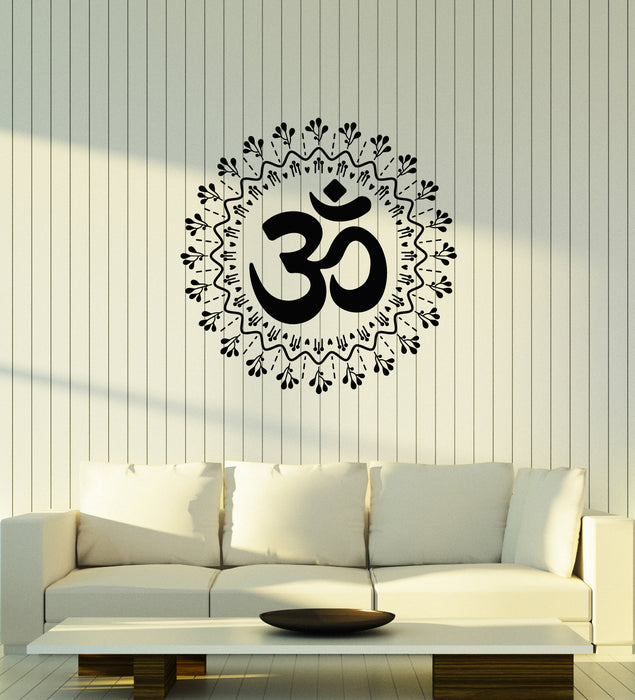 Vinyl Wall Decal Om Relaxation Zen Meditation Circle Ornament Stickers Mural (g4265)