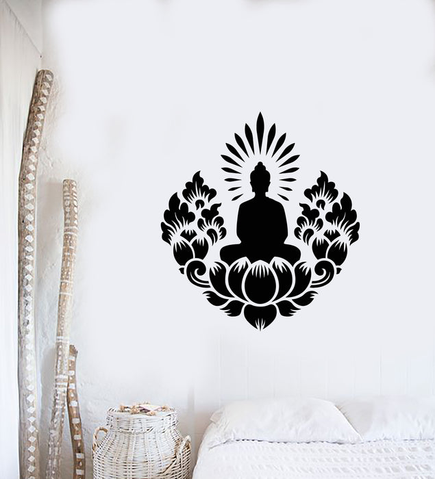 Vinyl Wall Decal Lotus Flowers Yoga Room Meditation Pose Stickers Mural (g4746)