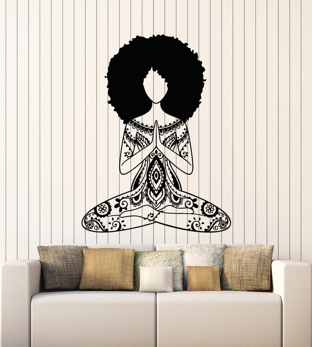Vinyl Wall Decal Yoga Center Meditation Room Girl Lotus Pose Stickers Mural (g7565)