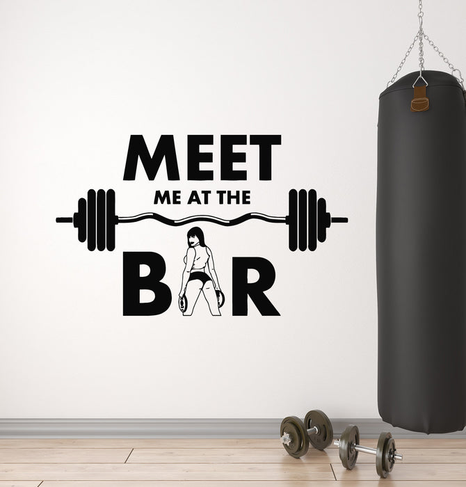 Vinyl Wall Decal Phrase Meet Me At The Bar Sexy Girl Gym Sport Stickers Mural (g1699)