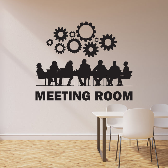 Meeting Room Vinyl Wall Decal Office Space Decor Business Team Gears Stickers Mural (ig6470)