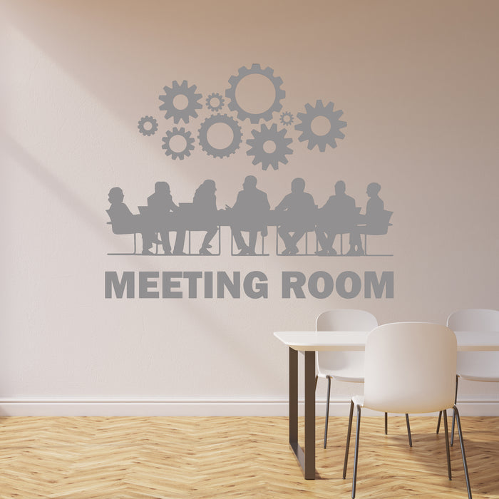 Meeting Room Vinyl Wall Decal Office Space Decor Business Team Gears Stickers Mural (ig6470)